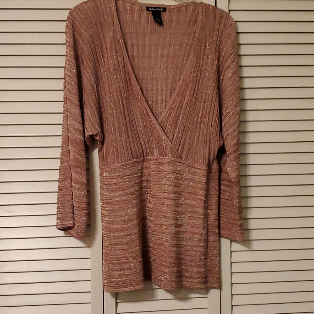 Madison Studio Pink Stripe Metallic Sweater